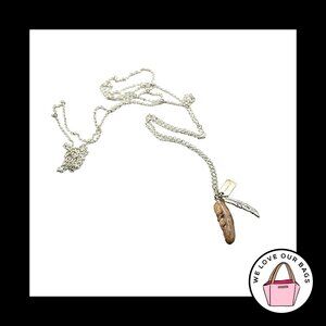 New $195 Rare COACH STERLING SILVER 925 Feather Charm 36" Long Chain Necklace